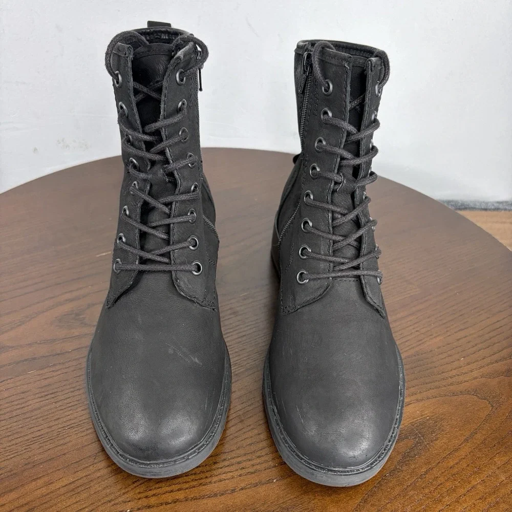 Josef Seibel Selena Combat Boot Women's 36 / 5 Black Nubuck Waterproof Ankle Zip